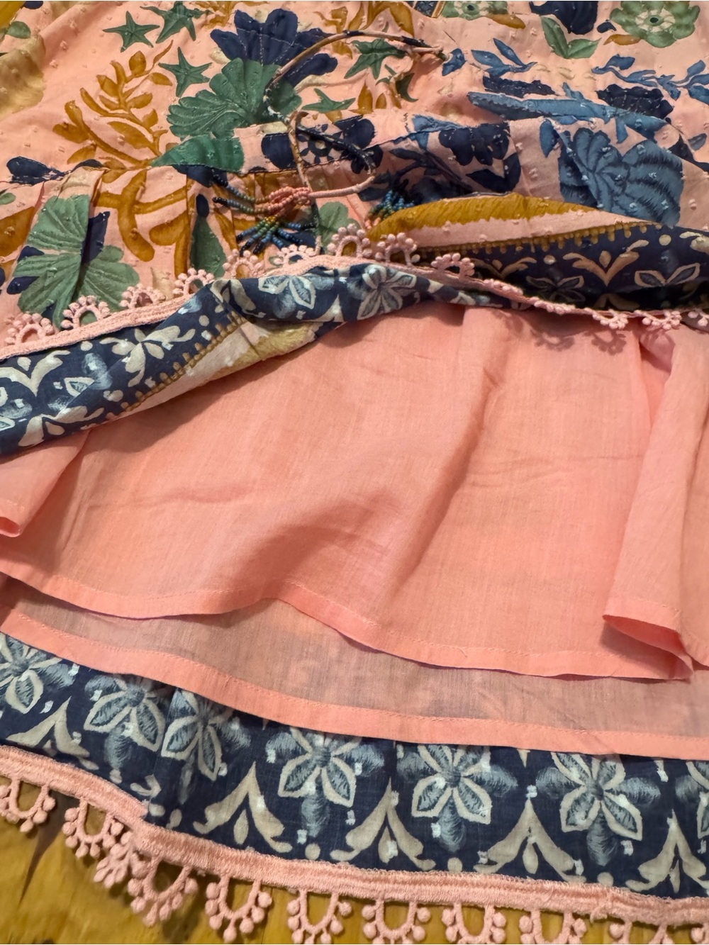 Farm Rio Seashell Tapestry Pink Cotton Mini Dress Women’s Large - Picture 12 of 16